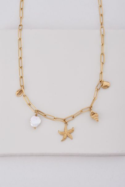 Ocean chain necklace with mixed seashell charms