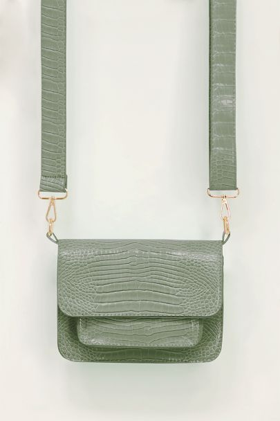 Olive green crocodile print shoulder bag | My Jewellery