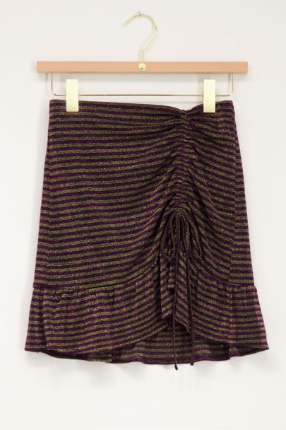 Purple striped skirt with drawstring