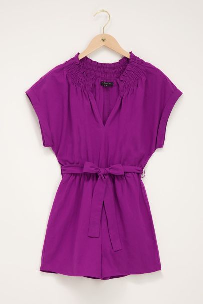 Purple linen look playsuit