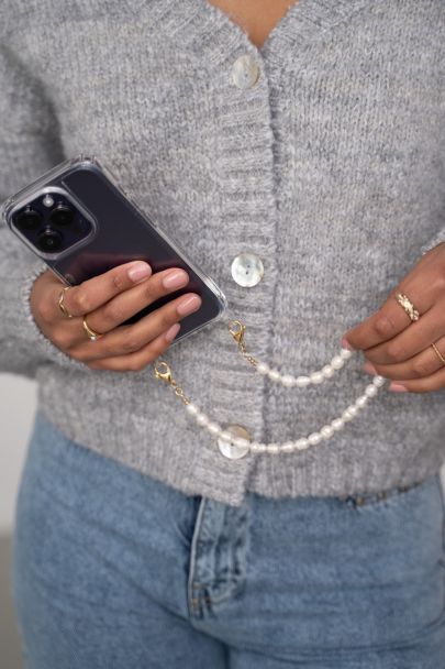 Phone cord with pearls short 