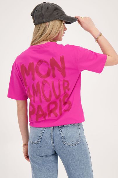 Roze T-shirt Mon amour Paris