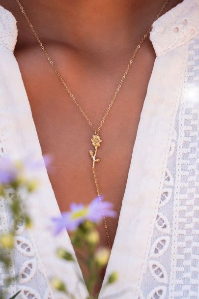 Birth Flower charm necklace with rhinestone
