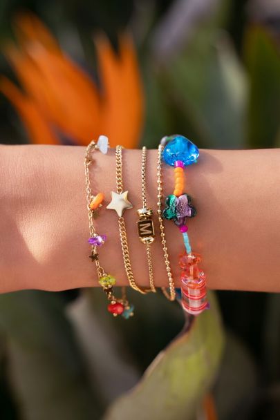 Bracelet élastique à perles fantaisie multicolore