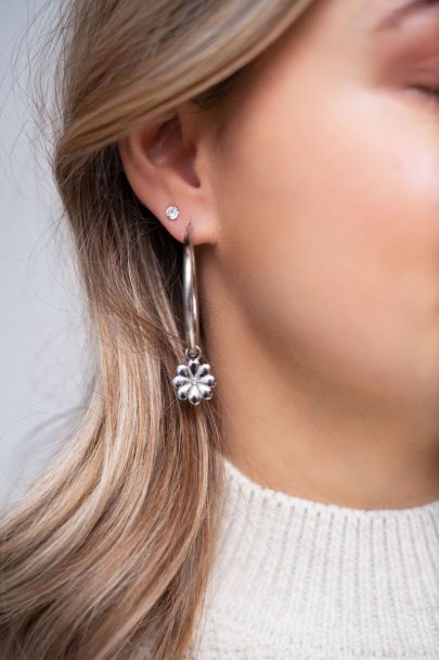 Hoop earrings with Love in Bloom charm