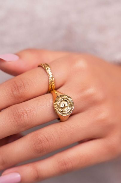 Vintage look signet ring with coin