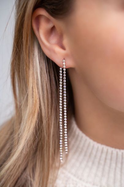 Drop earrings with rhinestone tassle