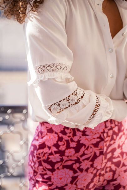 White blouse with lace detail