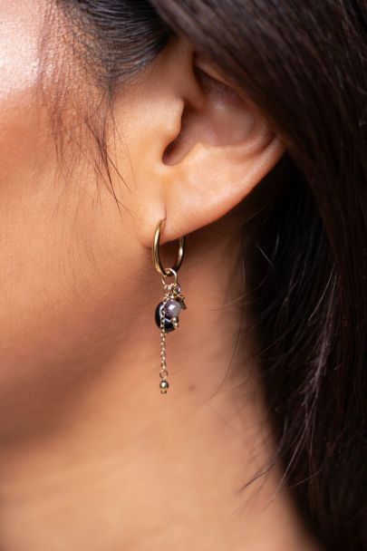 Earrings with two stones and star