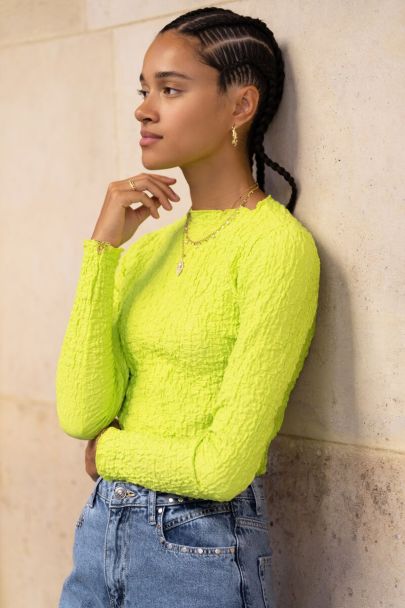 Neon green top with bubble texture