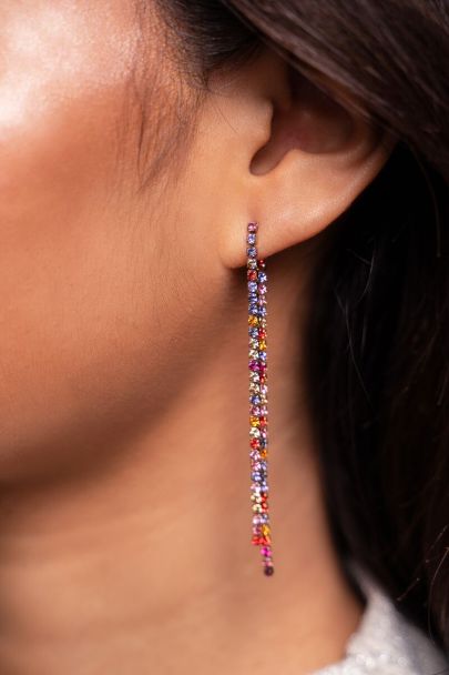 Universe earrings with coloured rhinestones