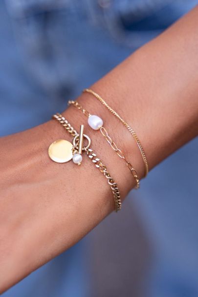 Bracelet pendentif perle & médaillon