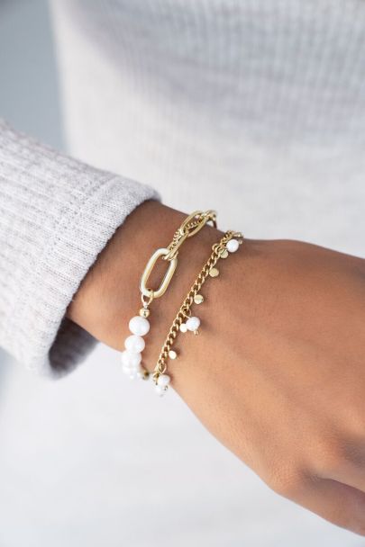 Chain bracelet with pearls