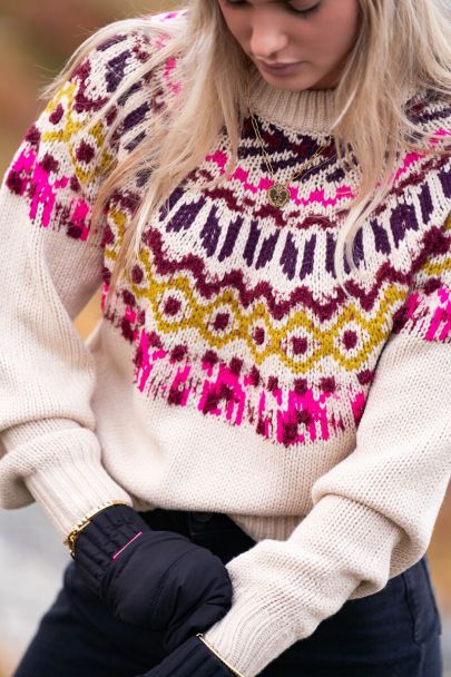 Multi-coloured jacquard jumper