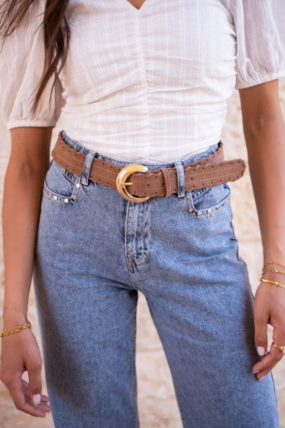 Brown braided belt with buckle