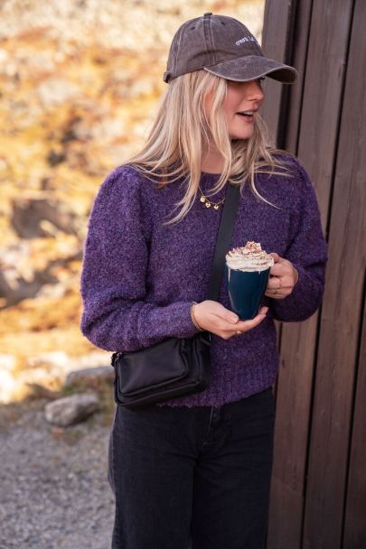 Purple jumper with buttons on shoulder