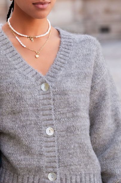 Grey knitted cardigan with buttons 