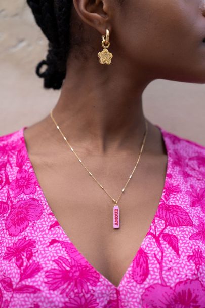 Art necklace with pink amour charm