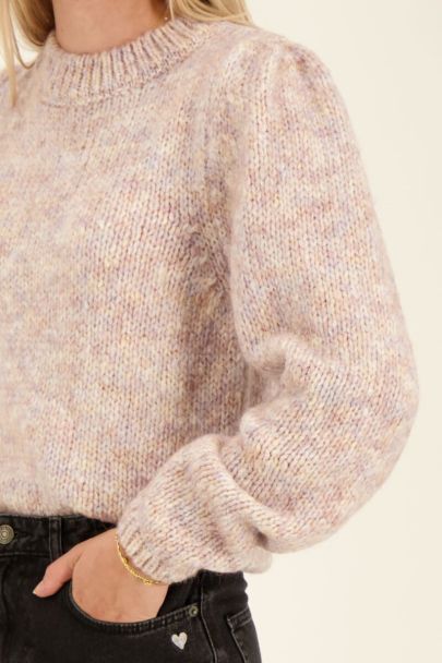 Beige knit sweater with color blend