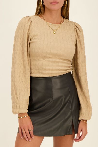 Beige top with long sleeves and texture