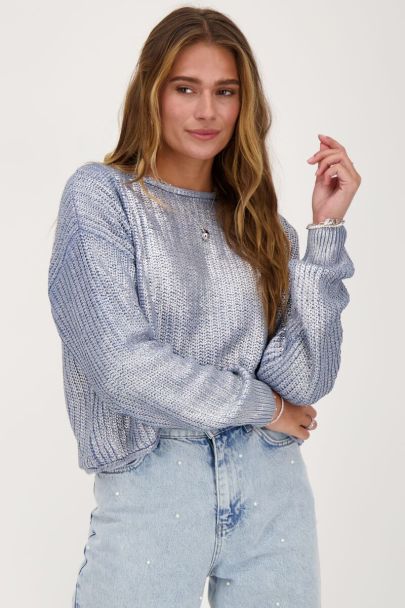 Blue metallic sweater