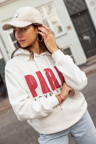Witte hoodie Paris love story