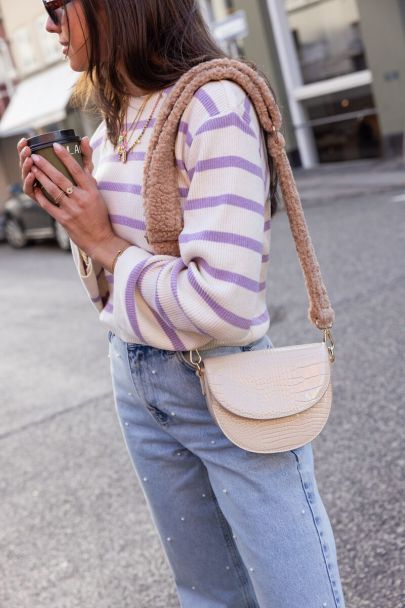 Lilac striped top with wide sleeves
