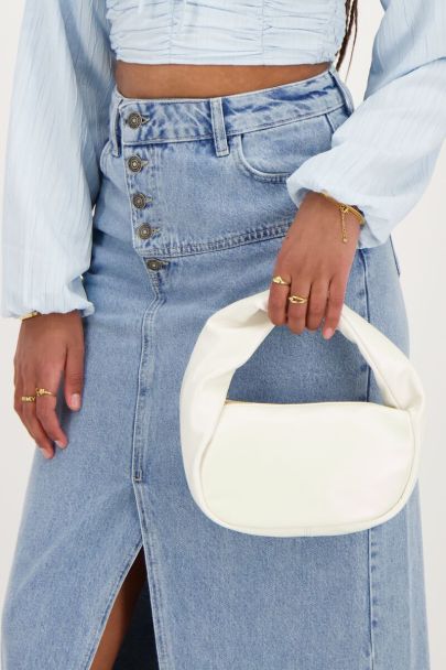Cream leather-look handbag