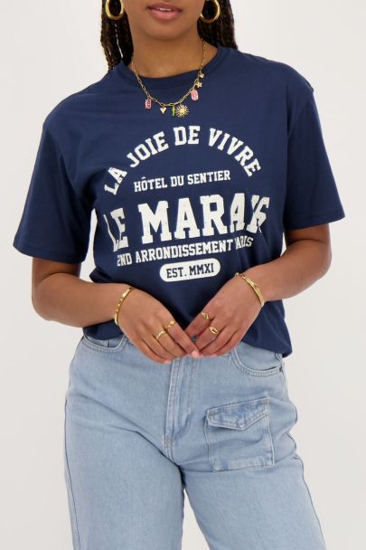Donkerblauw T-shirt Le marais