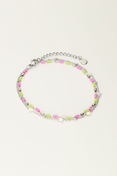 Bracelet double avec perles et étoiles 