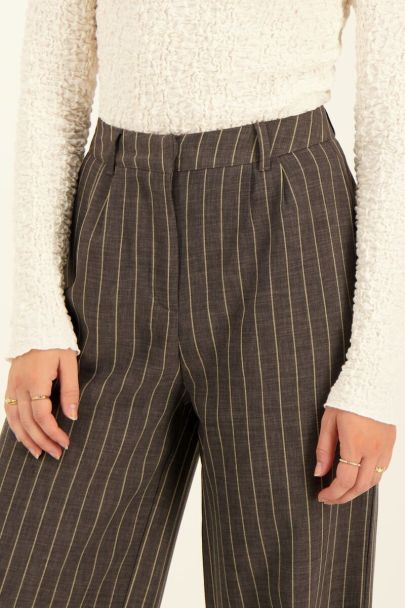Grey wide leg trousers with pinstripes