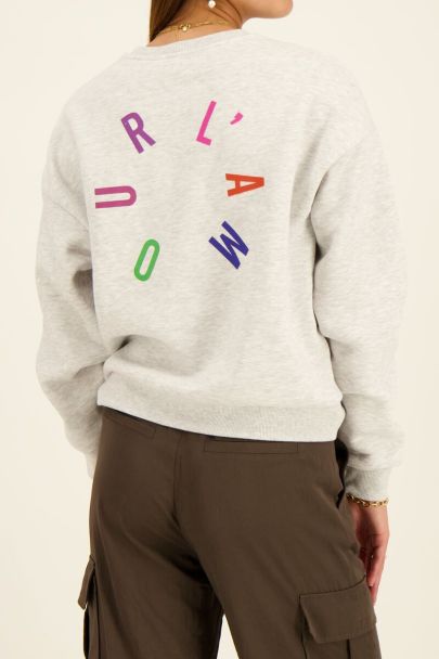 Grey sweatshirt with multicoloured l'amour