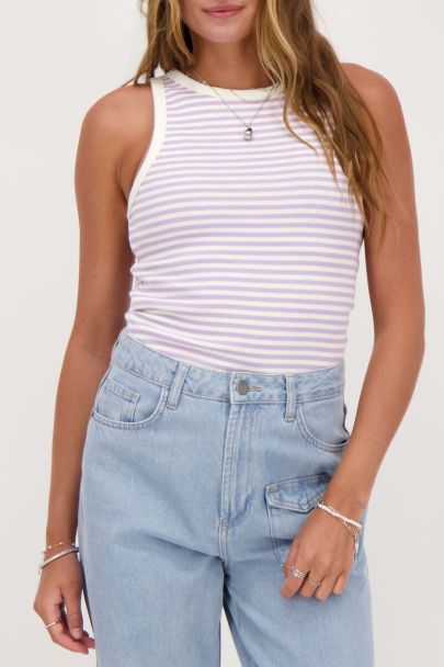 Lilac and white striped top