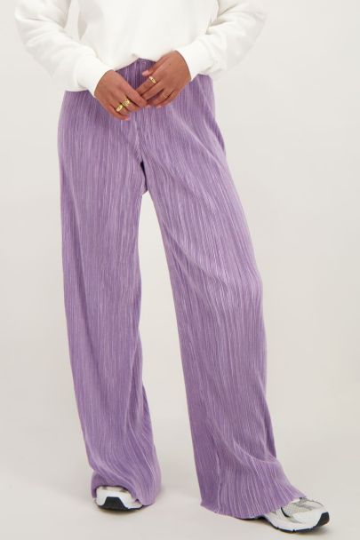 Pantalon plissé lilas avec ceinture élastique