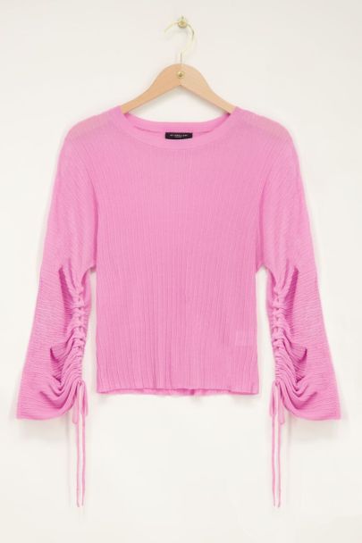 Pink structured top with drawstrings