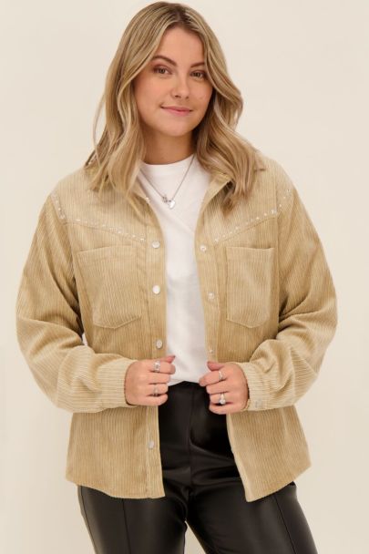 Beige corduroy jacket with chest pockets