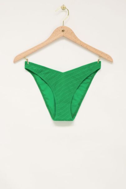Green ribbed v-shape bikini bottoms