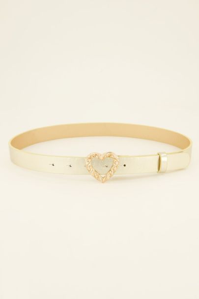 Belt with gold heart-shaped buckle