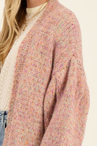 Multicolour chunky knitted cardigan with lurex