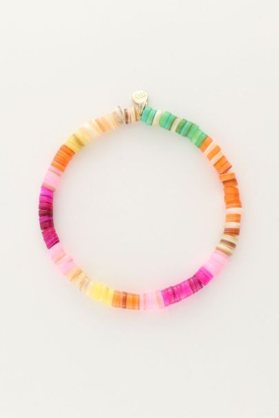Elasticated bracelet with multicoloured surf beads