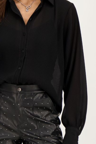 Zwarte oversized plissé blouse