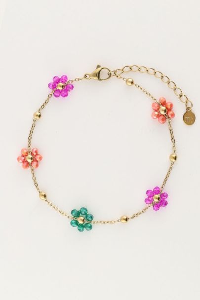 Bracelet with domes & colourful flowers | My Jewellery