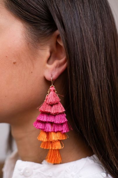 Statement earrings with multicoloured tassels