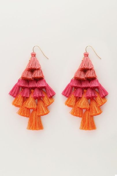 Statement earrings with multicoloured tassels