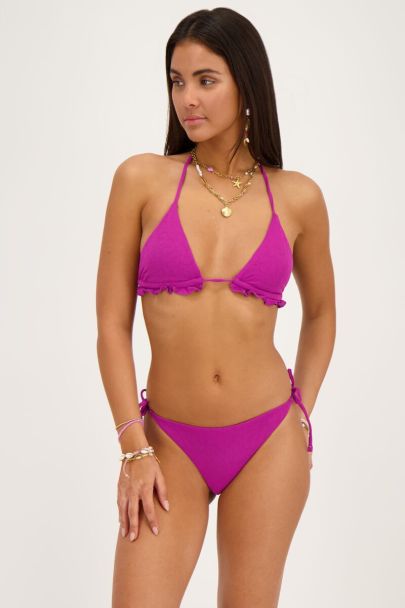 Bas de bikini côtelé violet avec nœud