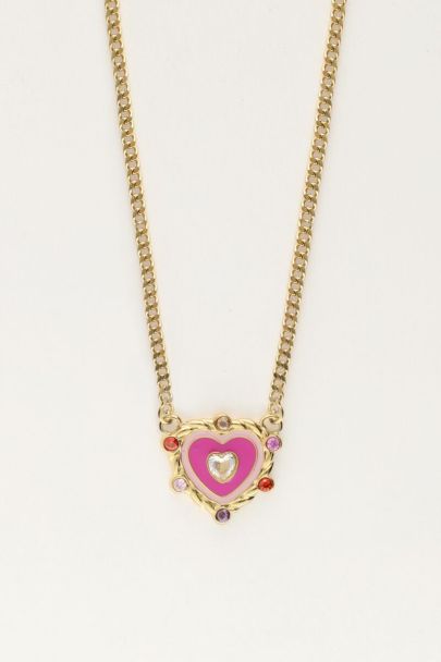 Necklace with purple heart charm and colourful stones | My Jewellery