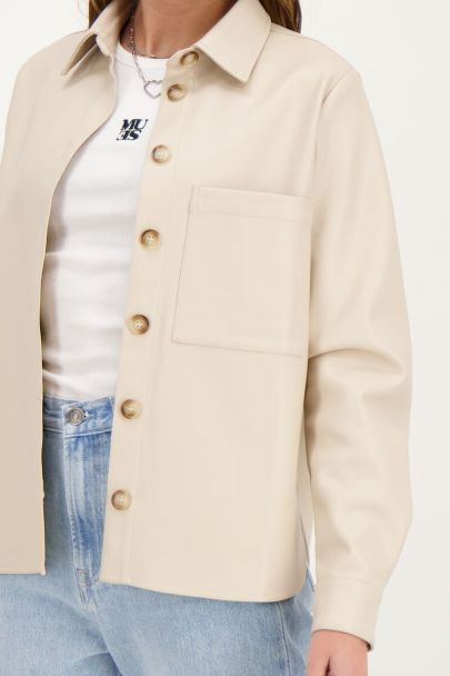 Beige leatherlook oversized blouse