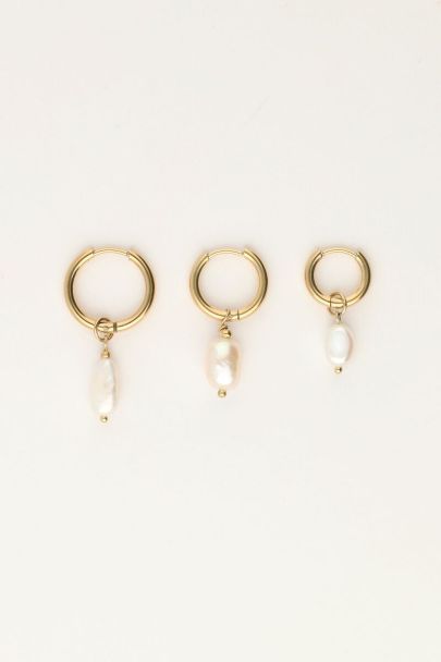 Set of three different pearl hoop earrings | My Jewellery