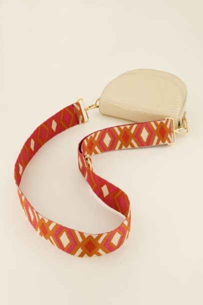Multicoloured bag strap with aztec print