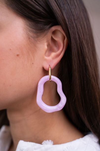Ocean lilac hoop earrings organic shape large